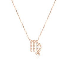 Diamond Virgo Zodiac Necklace, 14k rose gold - Urbaetis Fine Jewelry