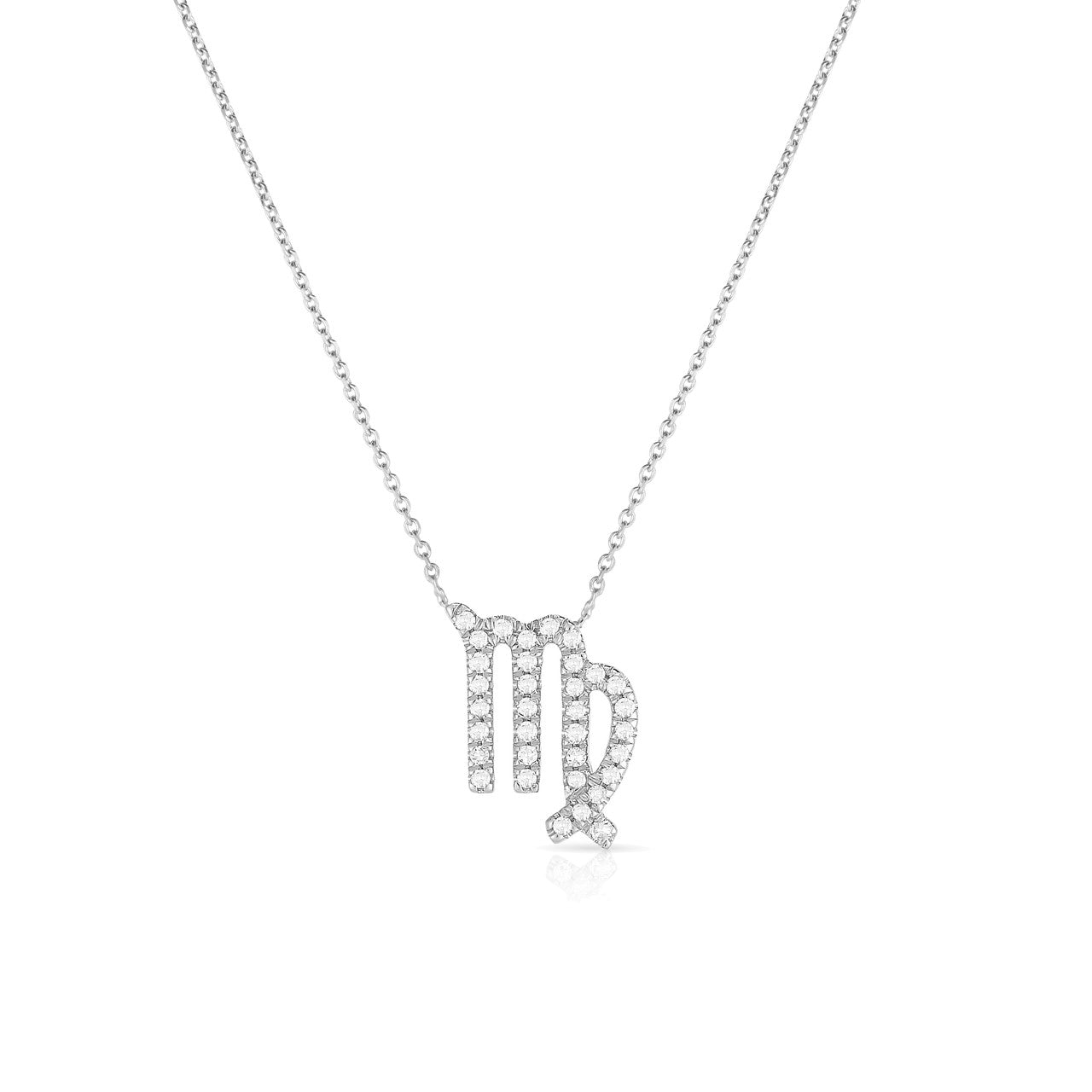 Diamond Virgo Zodiac Necklace, 14k white gold - Urbaetis Fine Jewelry