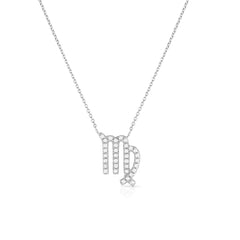 Diamond Virgo Zodiac Necklace, 14k white gold - Urbaetis Fine Jewelry