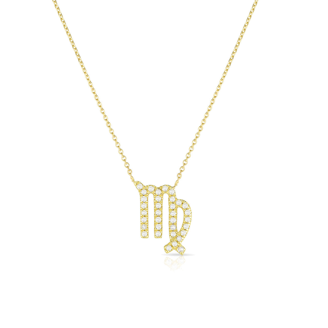 Diamond Virgo Zodiac Necklace, 14k yellow gold - Urbaetis Fine Jewelry