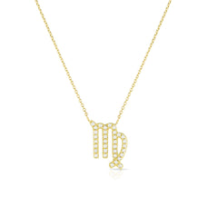 Diamond Virgo Zodiac Necklace, 14k yellow gold - Urbaetis Fine Jewelry