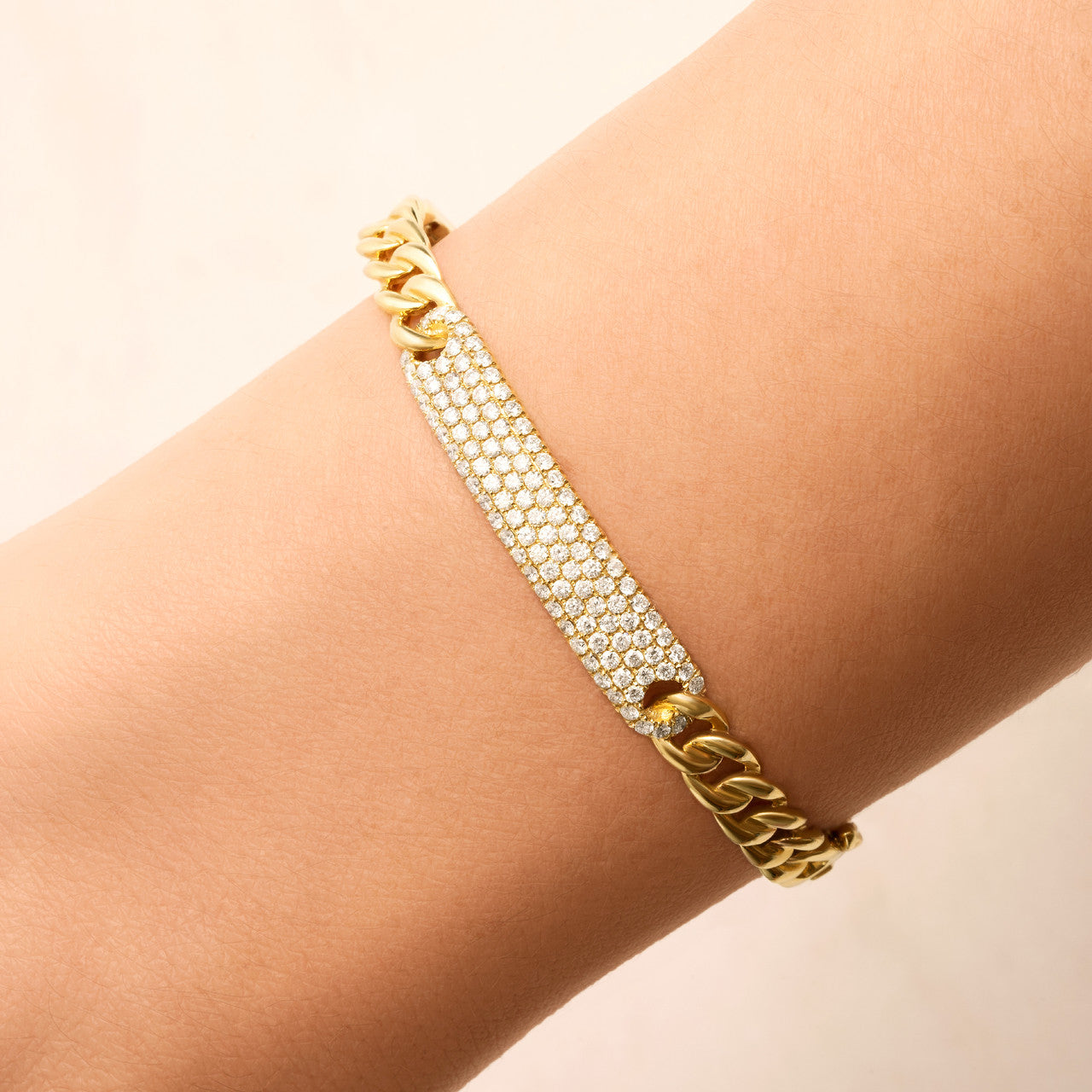 Diamond ID Bangle, 14k yellow gold - URBAETIS Fine Jewelry