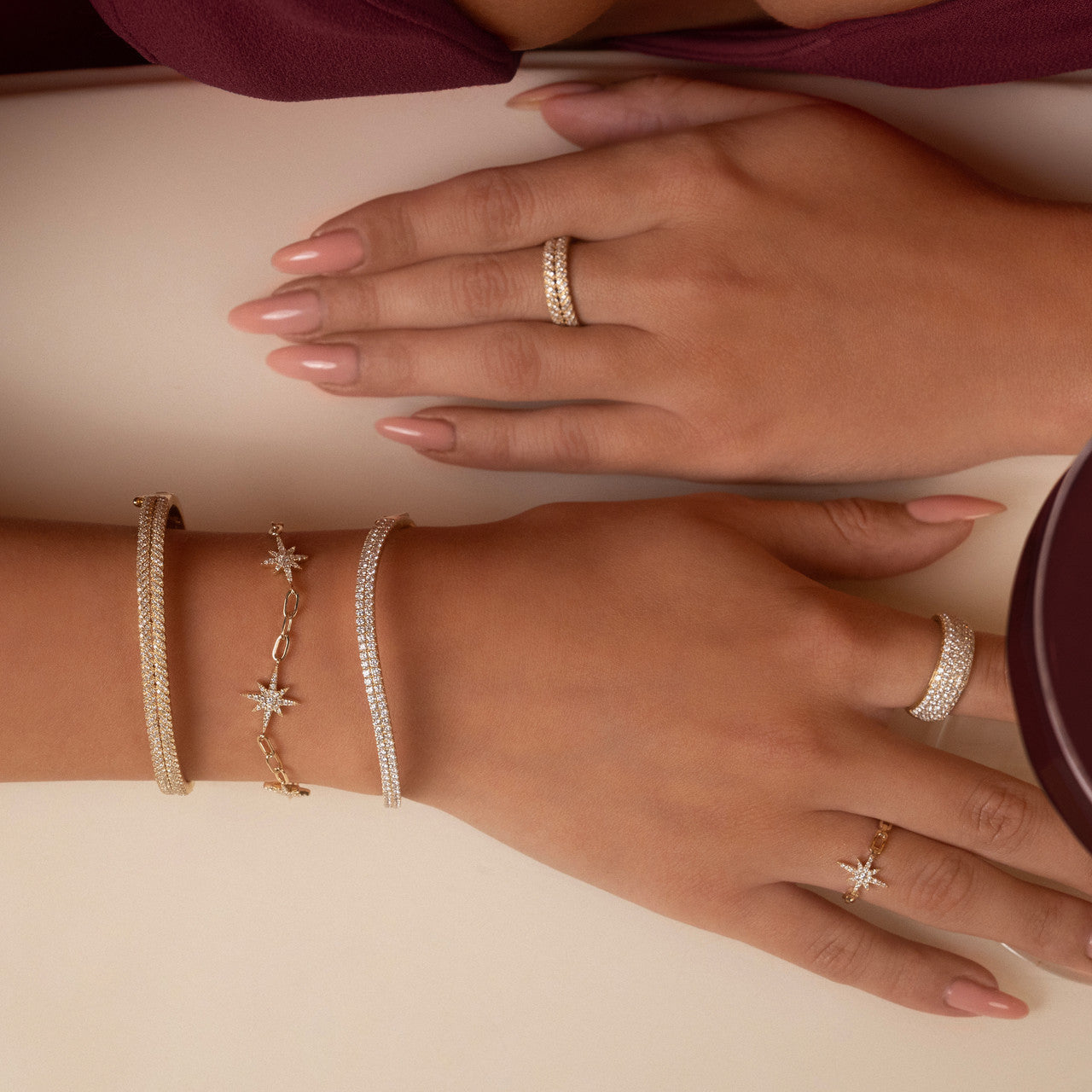 Diamond Wheat Bangle, 14k yellow gold, 1.08 carats - URBAETIS Fine Jewelry