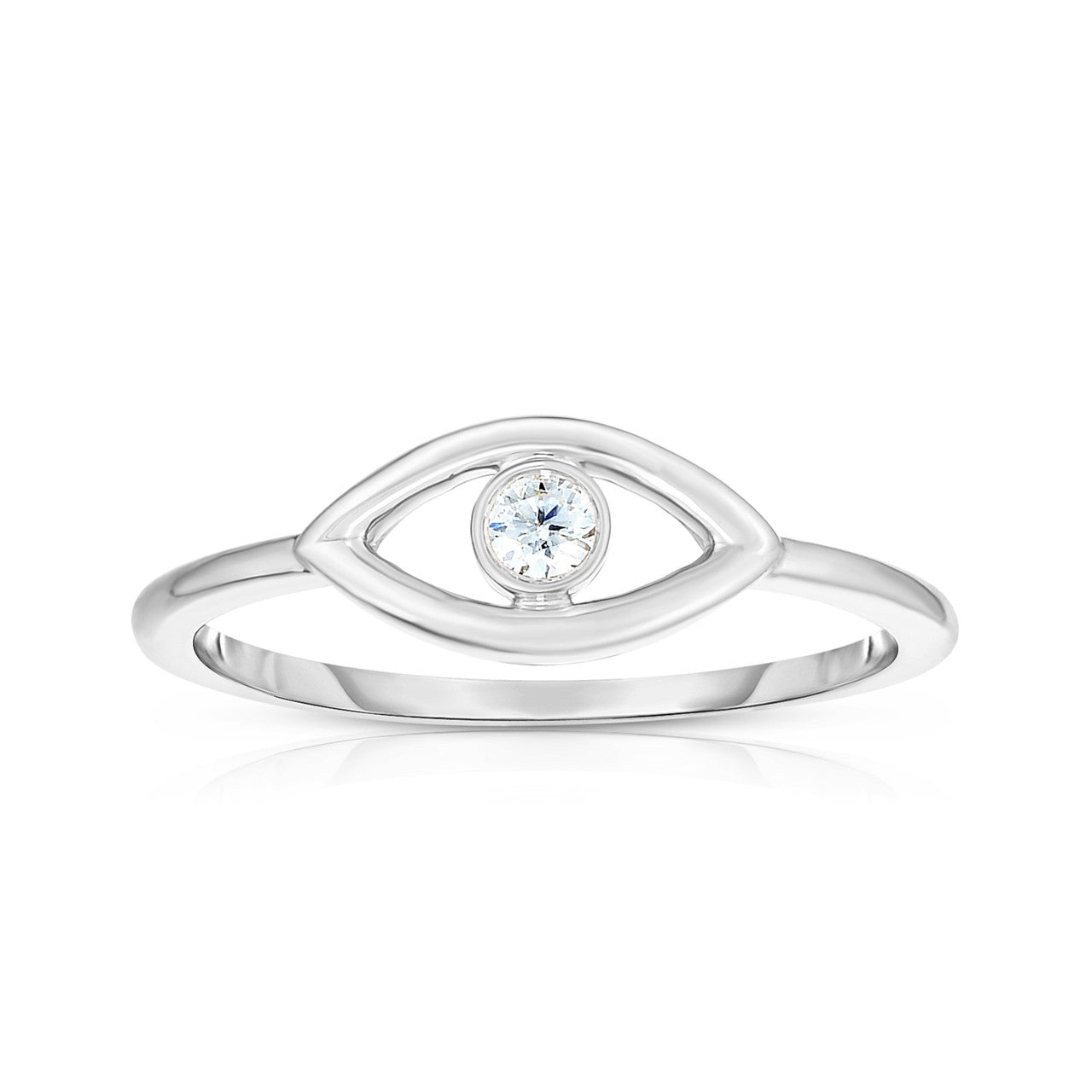 Single Diamond Evil Eye Ring,  14k white gold, 0.6 carats - Urbaetis Fine Jewelry