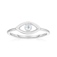 Single Diamond Evil Eye Ring,  14k white gold, 0.6 carats - Urbaetis Fine Jewelry