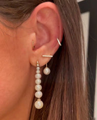 Diamond Bar and Pearl Jacket Earrings, 14K Yellow Gold- URBAETIS Fine Jewelry