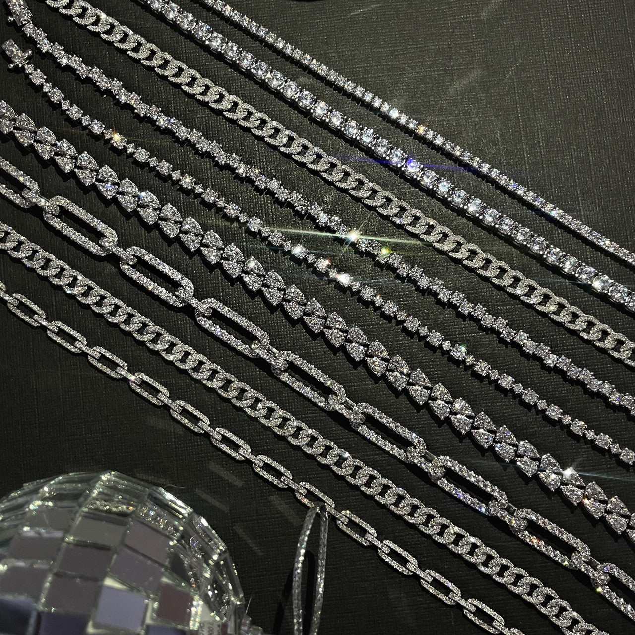 Every Other Round Diamond Tennis Bracelet, 14K White Gold- URBAETIS Fine Jewelry