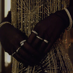 Baguette and Round Diamond Crown Ring, 14K White Gold- URBAETIS Fine Jewelry