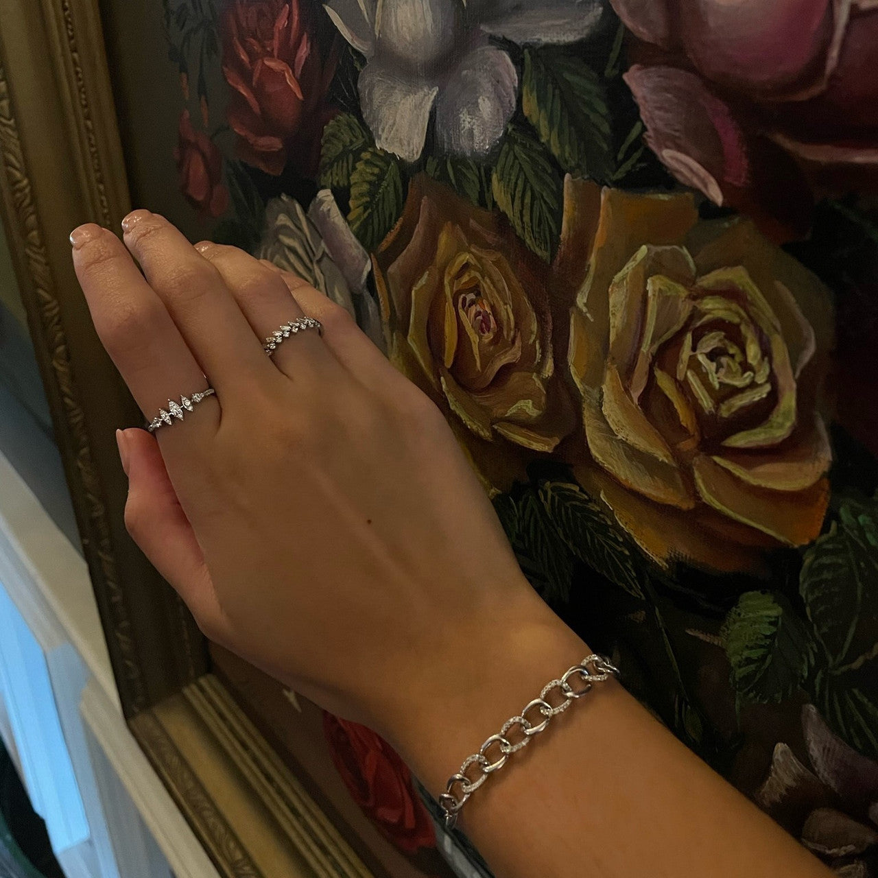 Gold and Diamond Chain Link Bolo Bracelet, 14K White Gold- URBAETIS Fine Jewelry