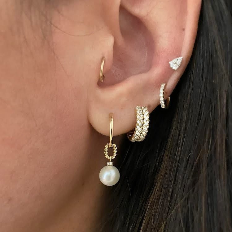 Diamond Braided Huggies, 14k yellow gold, 0.34 carats - URBAETIS Fine Jewelry