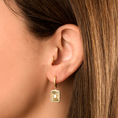 Fluted Baguette and Pave Diamond Earrings, 14k yellow gold, 0.31 carats - URBAETIS Fine Jewelry