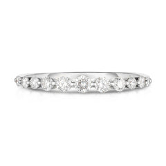 Graduated Diamond Single Prong 1/2 Eternity Ring, 14k white gold,  11 diamonds, 0.3 carats - URBAETIS Fine Jewelry
