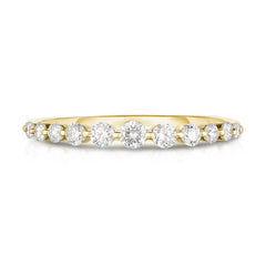 Graduated Diamond Single Prong 1/2 Eternity Ring, 14k yellow gold,  11 diamonds, 0.3 carats - URBAETIS Fine Jewelry