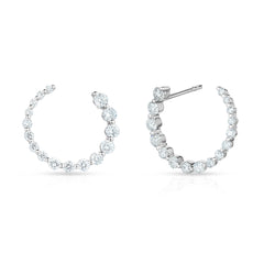 Graduated Diamond Single Prong Garland Hoops, 14k white gold - Urbaetis Fine Jewelry