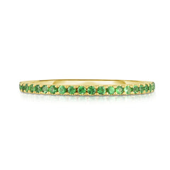Green Garnet 1/2 Eternity Ring, 14k yellow gold  - Urbaetis Fine Jewelry
