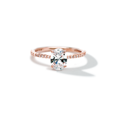 18K Rose Gold Oval Pave Solitaire Engagement Ring