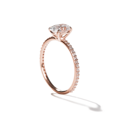 18K Rose Gold Oval Pave Solitaire Engagement Ring