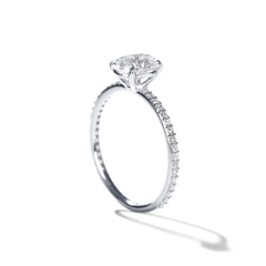 18K White Gold Platinum Oval Pave Solitaire Engagement Ring