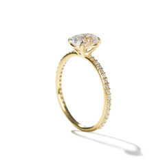 18K Yellow Gold Oval Pave Solitaire Engagement Ring