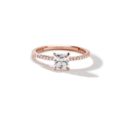 18K Rose Gold Princess Pave Solitaire Engagement Ring