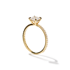 18K Yellow Gold Princess Pave Solitaire Engagement Ring