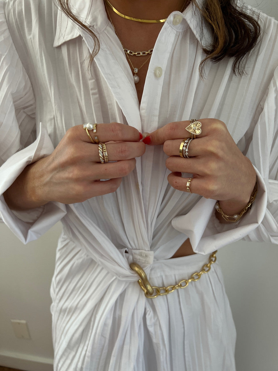 Fluted Baguette and Diamond Heart Ring, 14K Yellow- URBAETIS Fine Jewelry