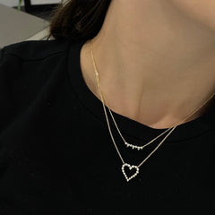 Graduated Diamond Single Prong Heart Necklace, 14K Yellow Gold- URBAETIS Fine Jewelry