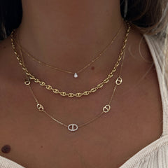 Puffed Mariner Link Necklace, 14K Yellow gold 18"- URBAETIS Fine Jewelry