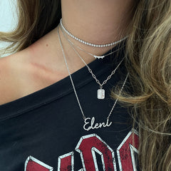 Illusion Pear and Round Necklace, 14K White Gold- URBAETIS Fine Jewelry