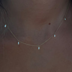 Baguette Diamond Drop Station Necklace, 14K Yellow Gold- URBAETIS Fine Jewelry