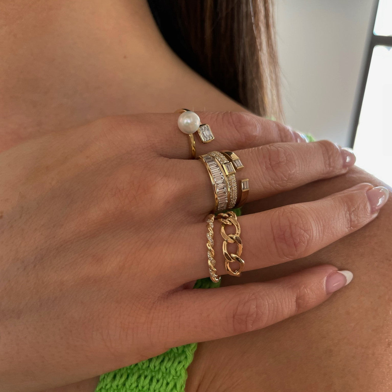 Open Baguette Ring, 14k Yellow Gold- URBAETIS Fine Jewelry