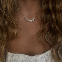 Graduated Pearl and Diamond Necklace, 14K Yellow Gold- URBAETIS Fine Jewelry