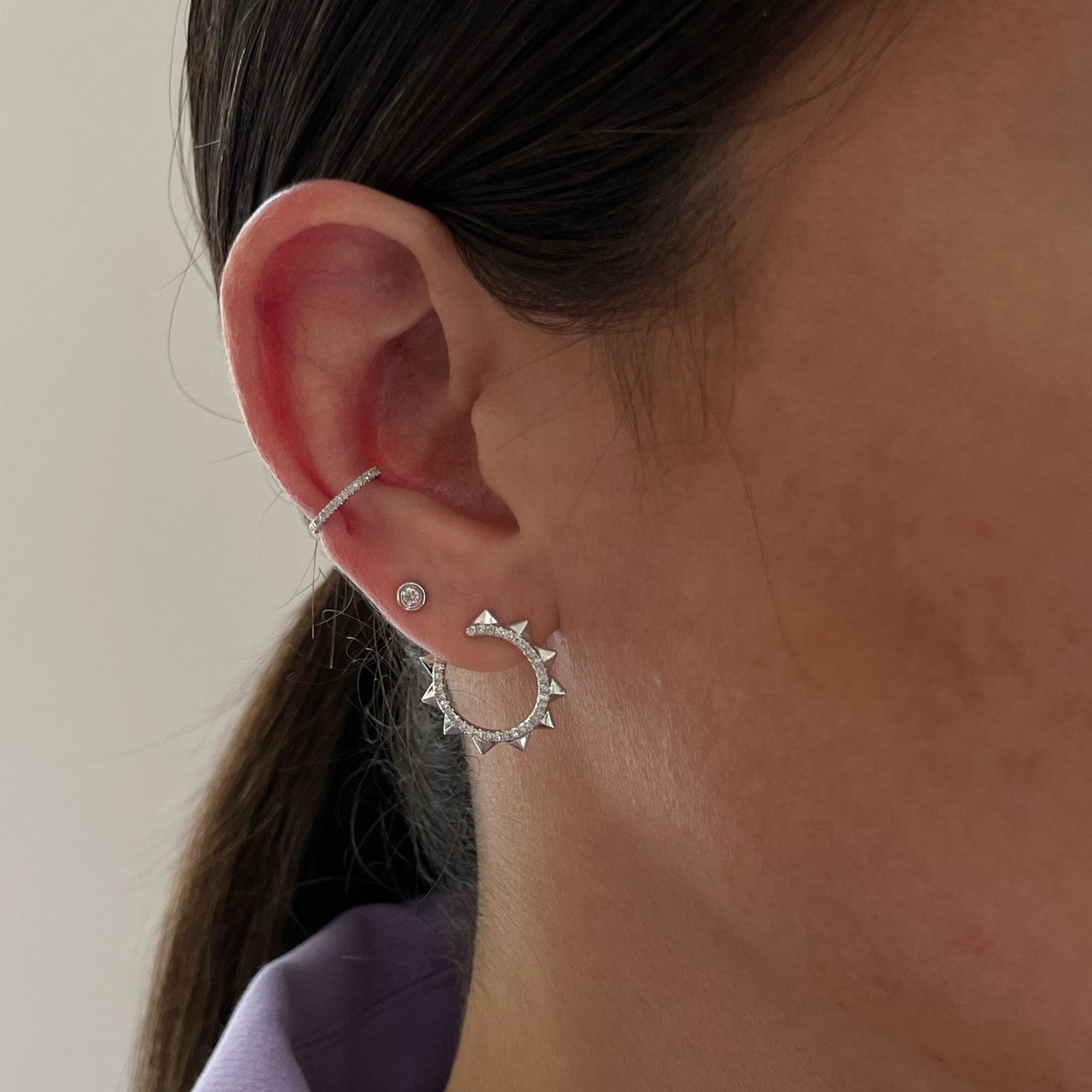 Thin Diamond Ear Cuff, 14K White Gold- URBAETIS Fine Jewelry