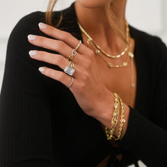 Twisted Gold and Diamond Ring, 14k yellow gold - URBAETIS Fine Jewelry