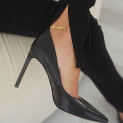 Tribeca Curb Chain Anklet 4.4mm , 14K Yellow Gold- URBAETIS Fine Jewelry