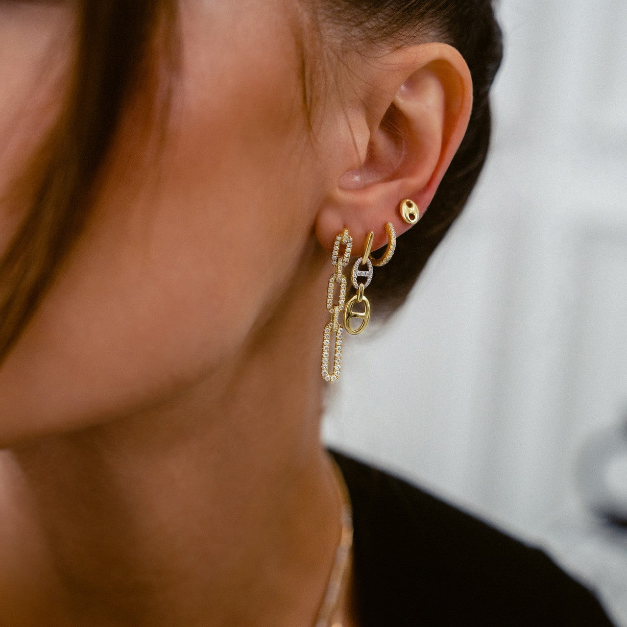 Diamond Mariner Drop Earrings, 14K Yellow Gold- URBAETIS Fine Jewelry