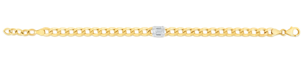 TriBeCa Illusion Emerald Diamond Cluster Bracelet, 14k yellow gold - Urbaetis Fine Jewelry
