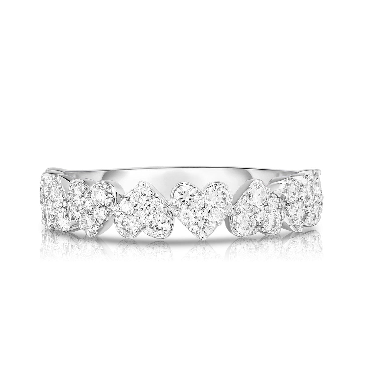 Heart Diamond Cluster 1/2 Eternity Ring, 14k white gold - Urbaetis Fine Jewelry