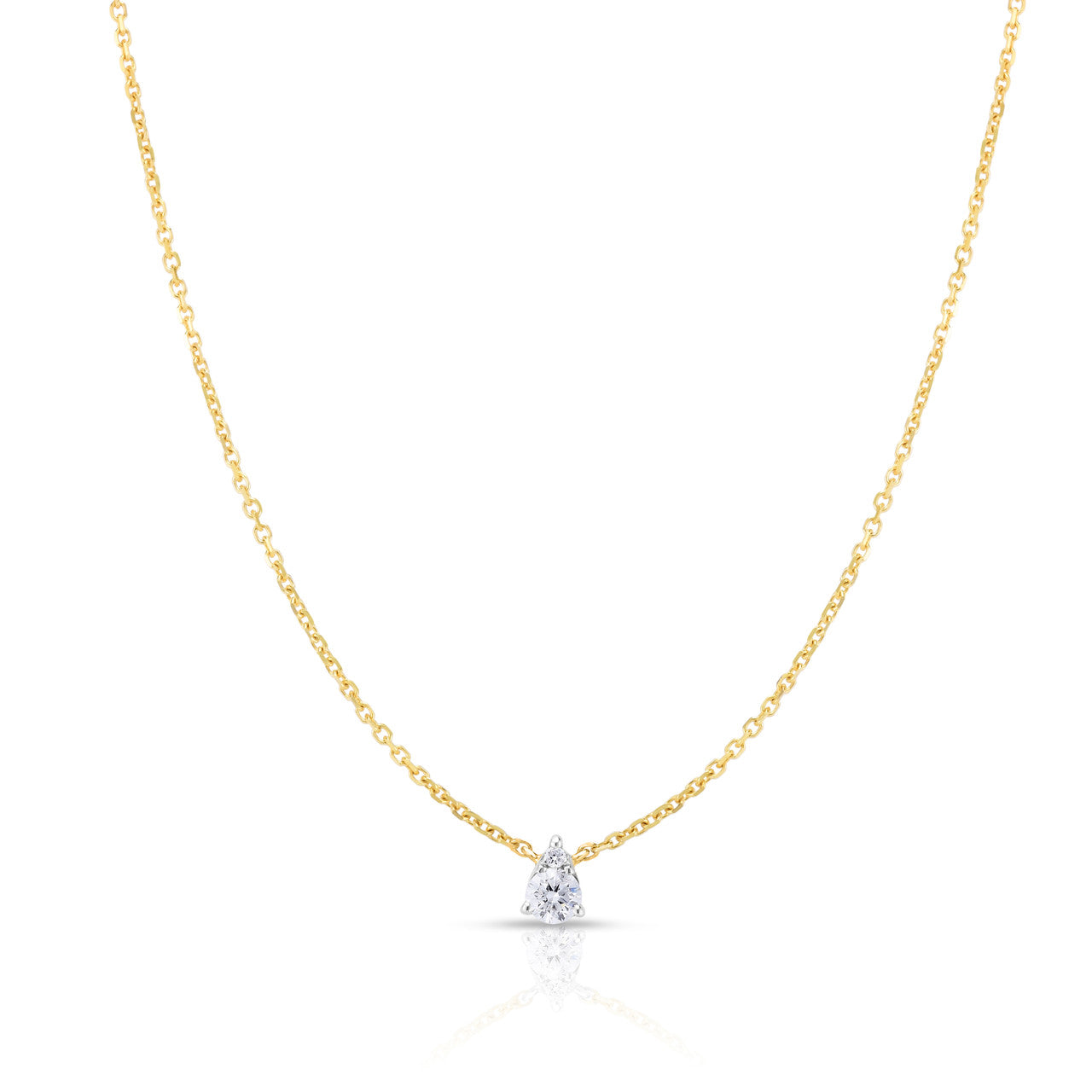 Pear Diamond Cluster Necklace, 14k yellow gold, 0.11 carats - Urbaetis Fine Jewelry