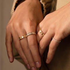 Inlay Princess Cut Diamond Ring, 14K yellow Gold- URBAETIS Fine Jewelry