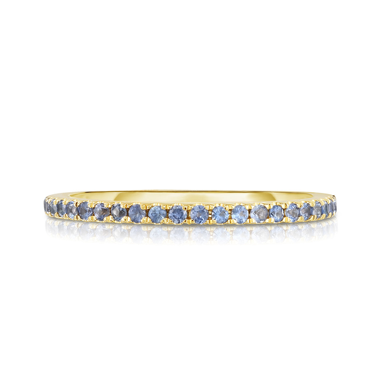 Pastel Blue Sapphire 1/2 Eternity Ring, 14k yellow gold - Urbaetis Fine Jewelry