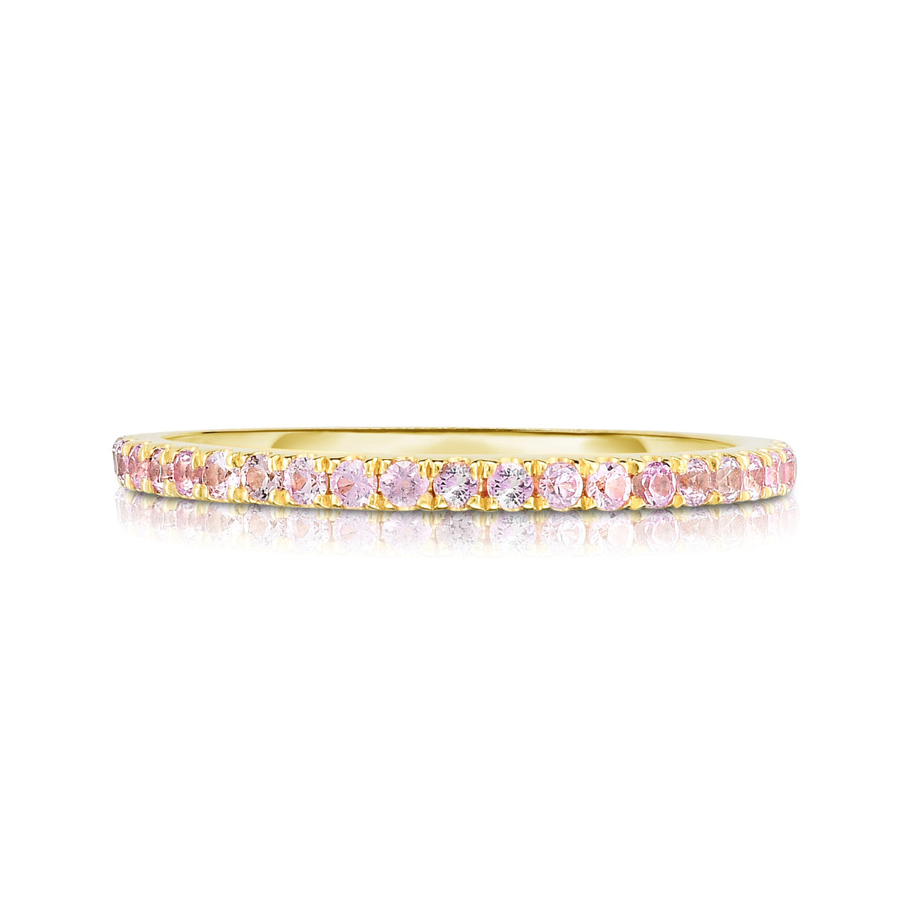 Pastel Pink Sapphire 1/2 Eternity Ring, 14k yellow gold - Urbaetis Fine Jewelry
