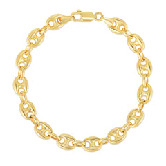 Light Puffed Mariner Bracelet, 14k yellow gold, 6.9mm - URBAETIS Fine Jewelry