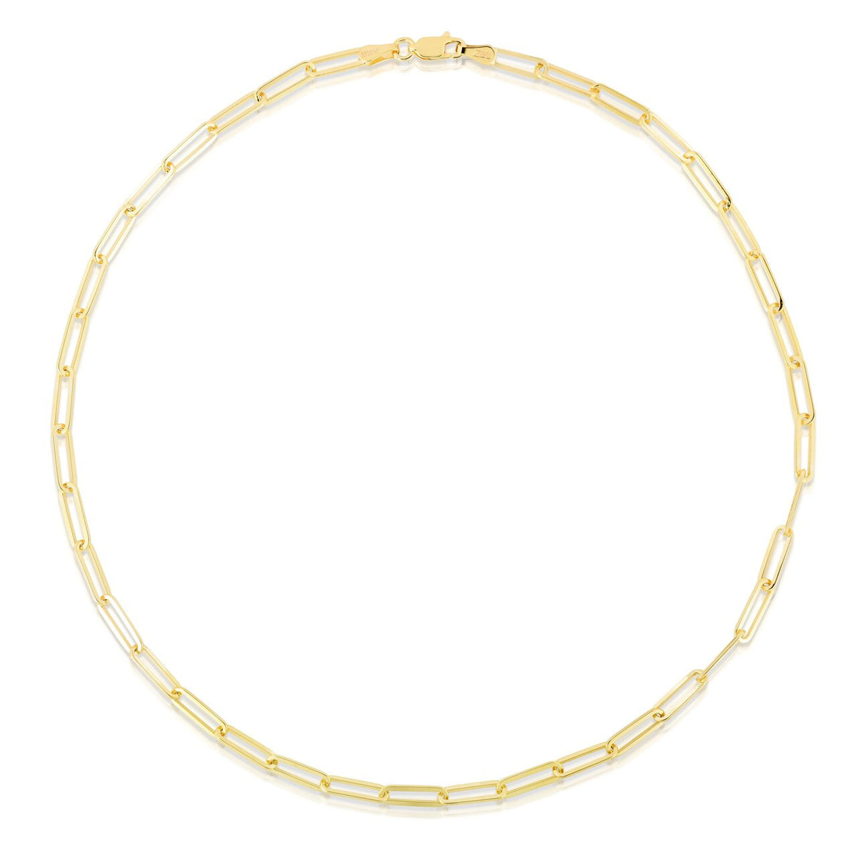 Long link paperclip chain, 14k yellow gold - URBAETIS Fine Jewelry
