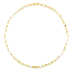 Long link paperclip chain, 14k yellow gold - URBAETIS Fine Jewelry