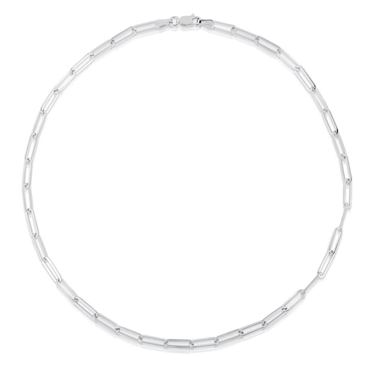 Long Link Necklace, 14k white gold, 16 inches - URBAETIS Fine Jewelry