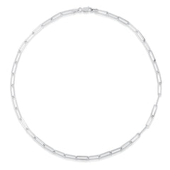 Long Link Necklace, 14k white gold, 16 inches - URBAETIS Fine Jewelry