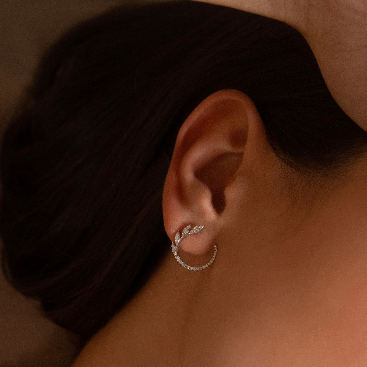 Illusion Marquise Diamond Garland Hoops, 14k white gold - Urbaetis Fine Jewelry