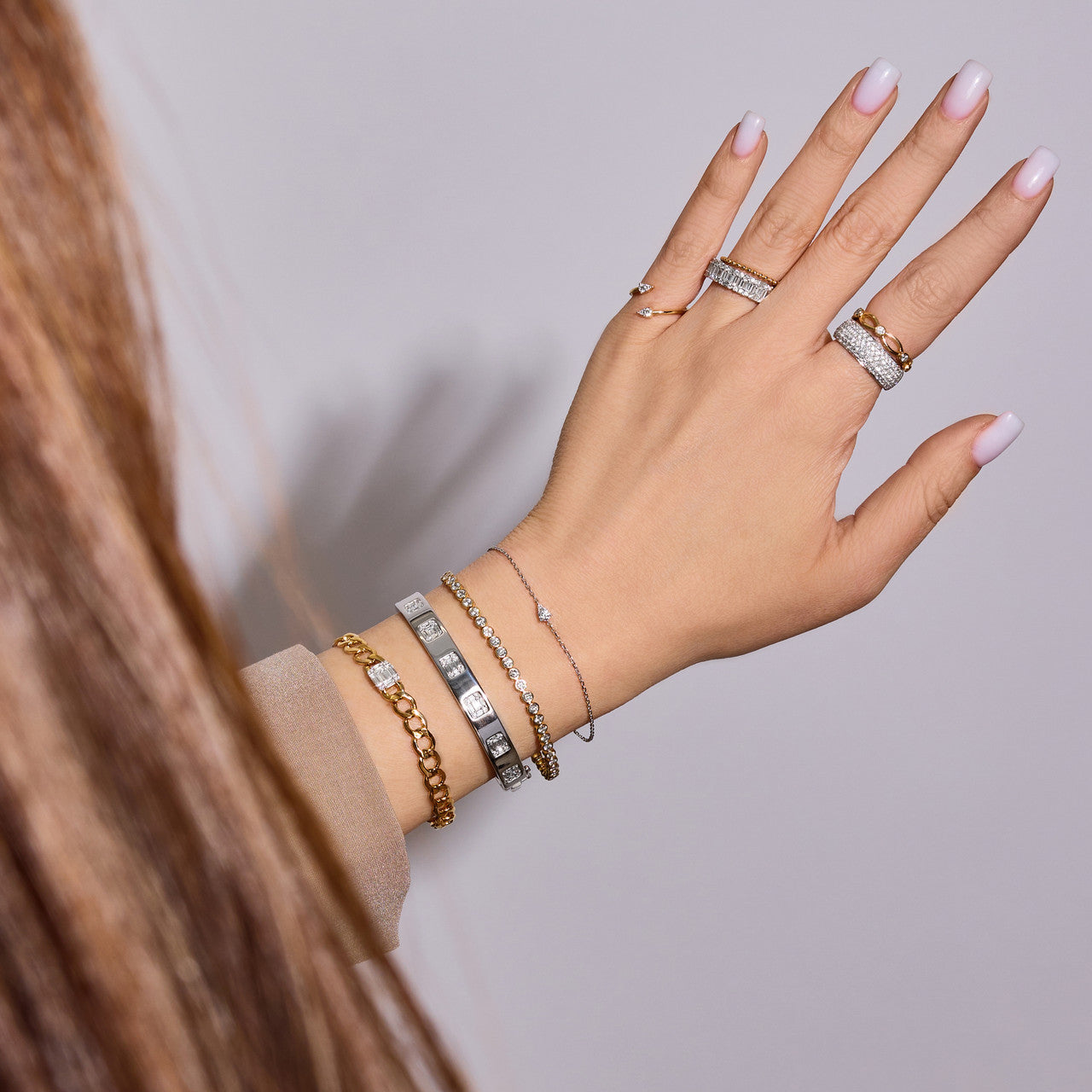 Pear Diamond Cluster Bracelet- 14k yellow gold, 0.11 carats - Urbaetis Fine Jewelry