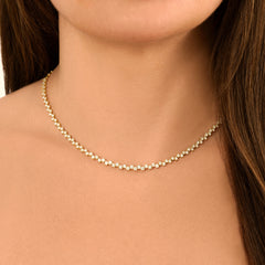 Offset Diamond Tennis Necklace, 14k White Gold- URBAETIS Fine Jewelry